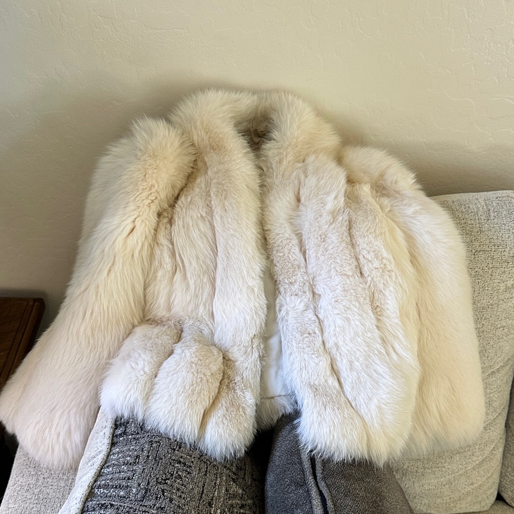 Elegant Cream Fur Jacket authentic vintage